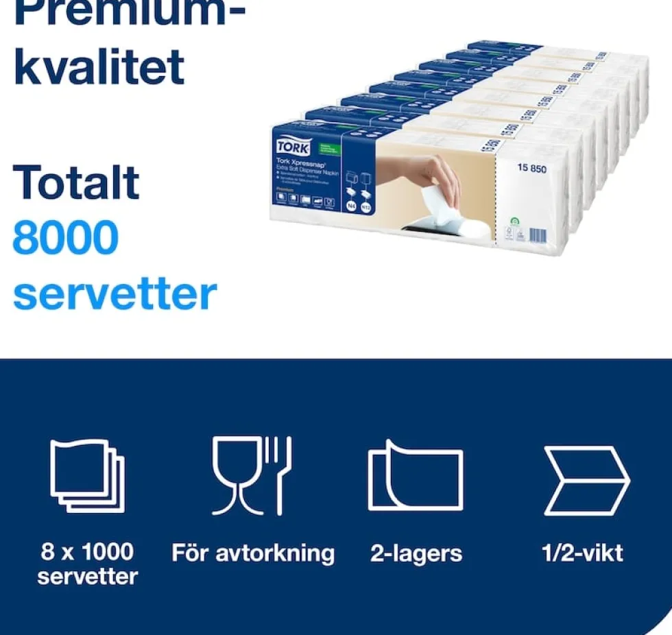 Servett för TORK Xpressnap Premium N4, Extra Mjuk, 1000/FP