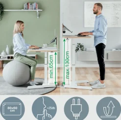 Skrivbord LEITZ Elektrisk Höj-Sänk Vit