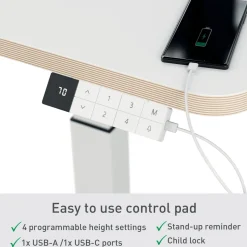 Skrivbord LEITZ Elektrisk Höj-Sänk Vit