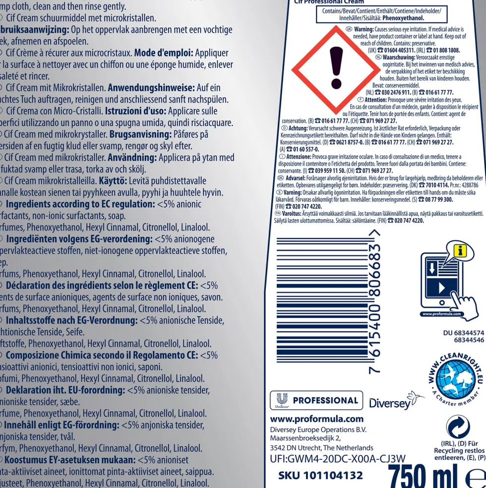 Skurcreme CIF Pro Formula Original 750ml