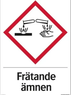 Skylt Frätande ämnen 210x297mm