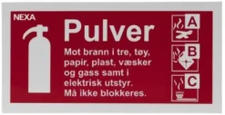Skylt NEXA brandsläckare pulver 10x20cm