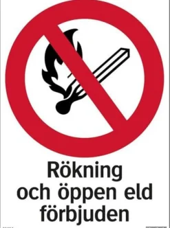 Skylt Rökning/eld förbjuden 210x297mm