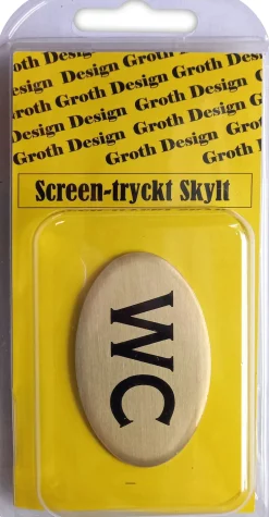Skylt WC guld/svart 34x59mm