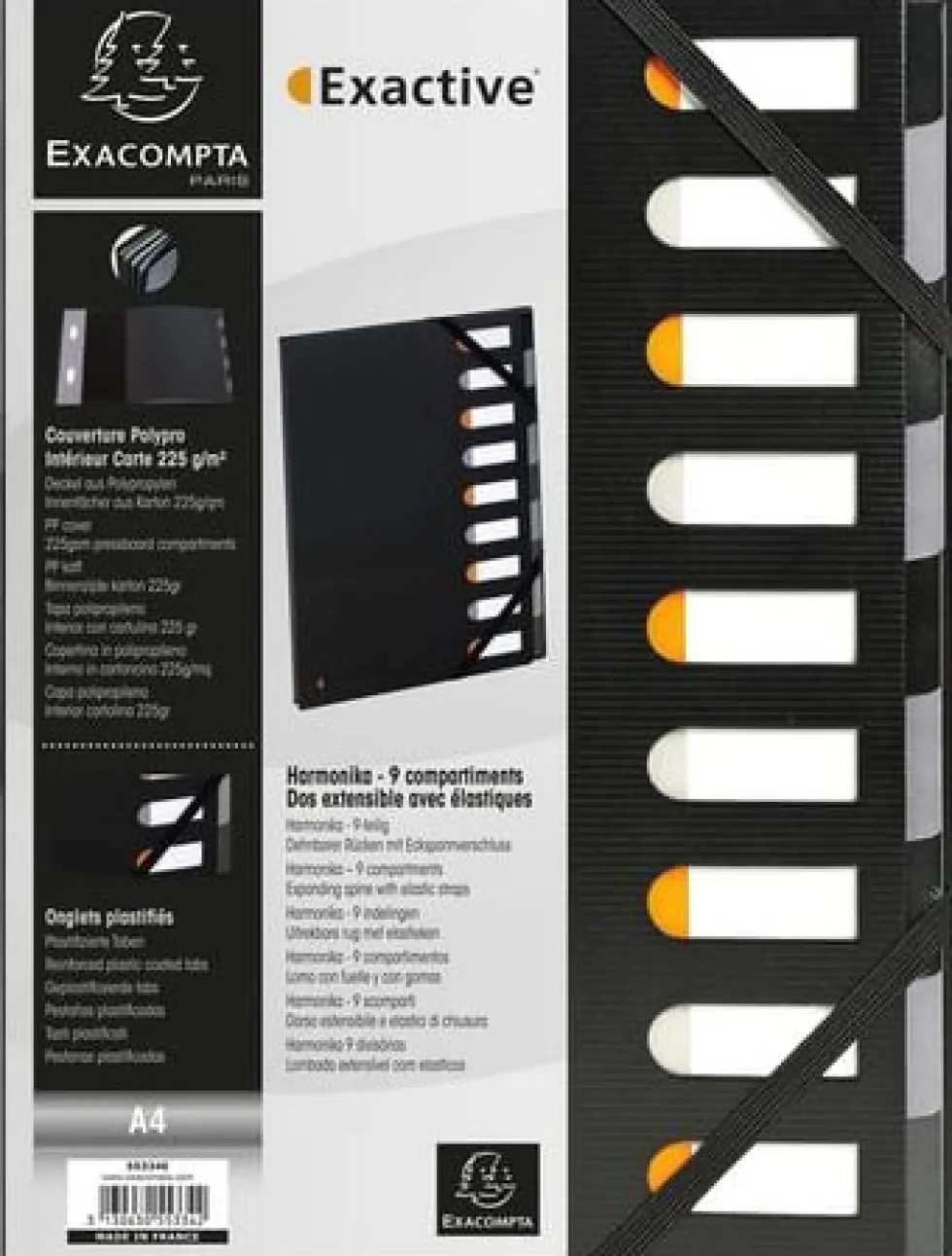 Sorteringsmapp EXACOMPTA 9-flik svart