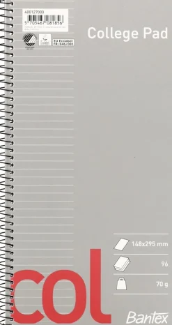 Spiralkladd 96 blad 148x295mm linjerat