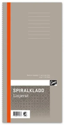 Spiralkladd, 147x297mm, linjerat, 147x297mm, 5st
