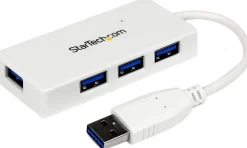 Startech Bärbar SuperSpeed mini USB 3.0-hubb med 4 portar - Vit
