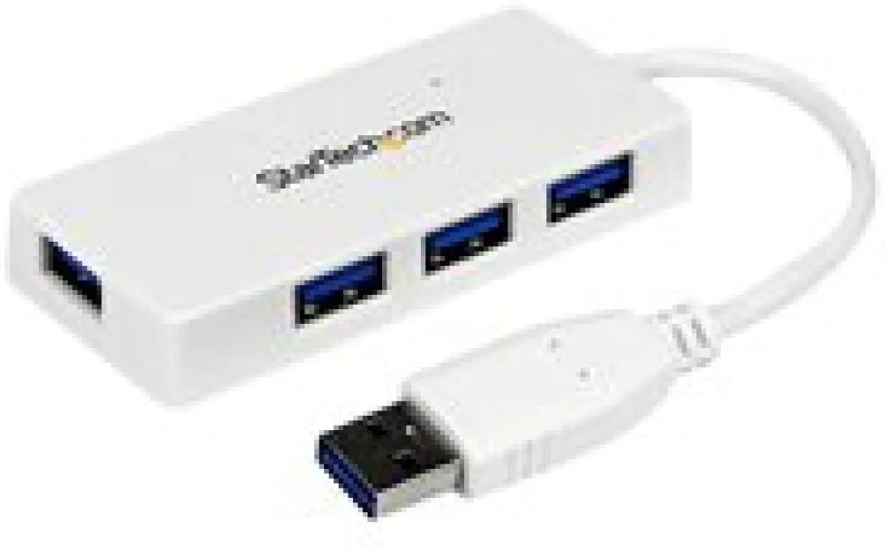 Startech Bärbar SuperSpeed mini USB 3.0-hubb med 4 portar - Vit