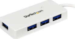 Startech Bärbar SuperSpeed mini USB 3.0-hubb med 4 portar - Vit