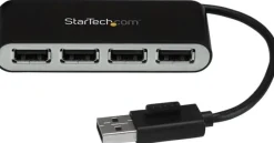 Startech Bärbar USB 2.0-hubb med 4 portar och inbyggd kabel