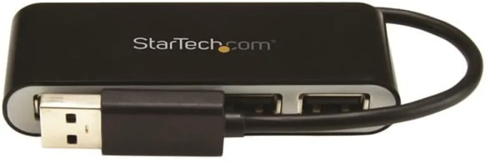 Startech Bärbar USB 2.0-hubb med 4 portar och inbyggd kabel