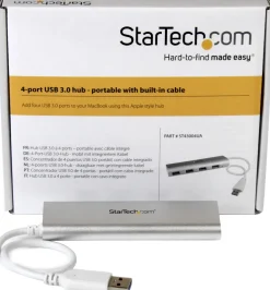 Startech Bärbar USB 3.0-hubb med 4 portar och inbyggd kabel