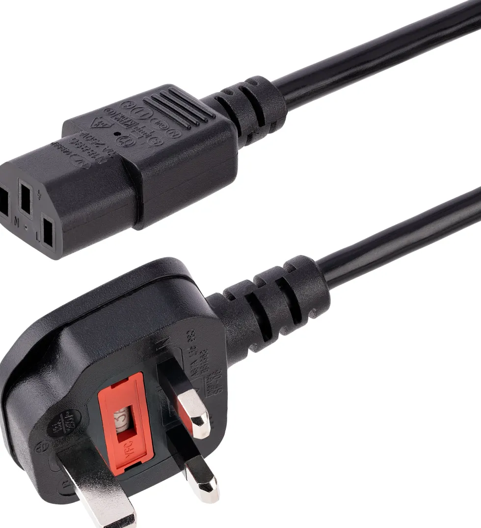 StarTech.com 3 m brittisk nätsladd för datorer, 18AWG, BS 1363