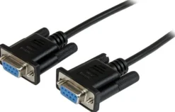 StarTech.com 2 m svart DB9 RS232 seriell nollmodemskabel F/F