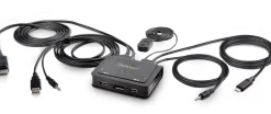 StarTech.com 2-Port Hybrid USB-C DisplayPort Cable KVM Switch,