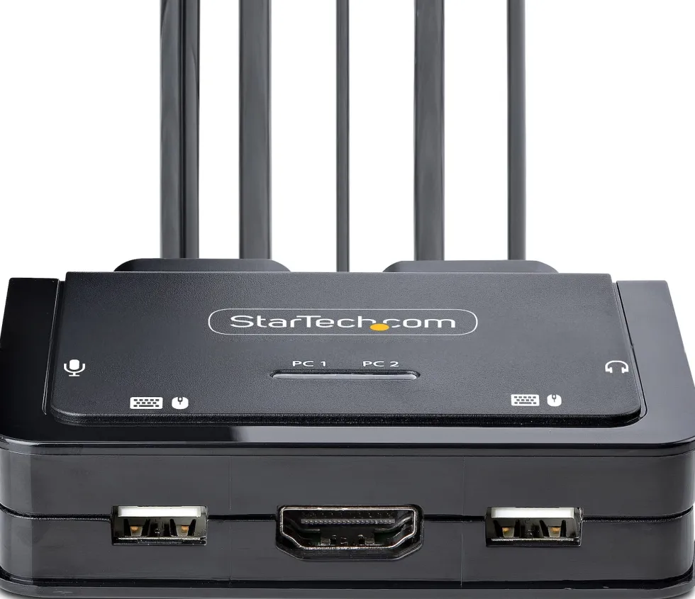 StarTech.com 2-Port Hybrid USB-C HDMI Cable KVM Switch, 4K 60Hz,