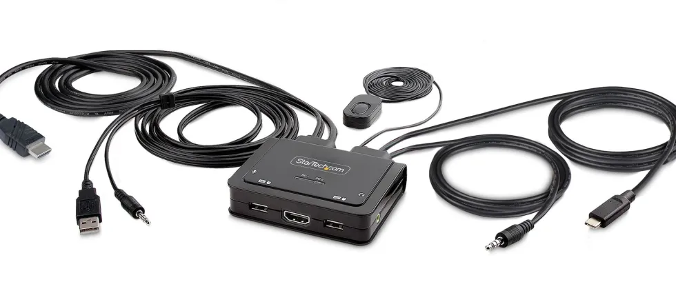 StarTech.com 2-Port Hybrid USB-C HDMI Cable KVM Switch, 4K 60Hz,