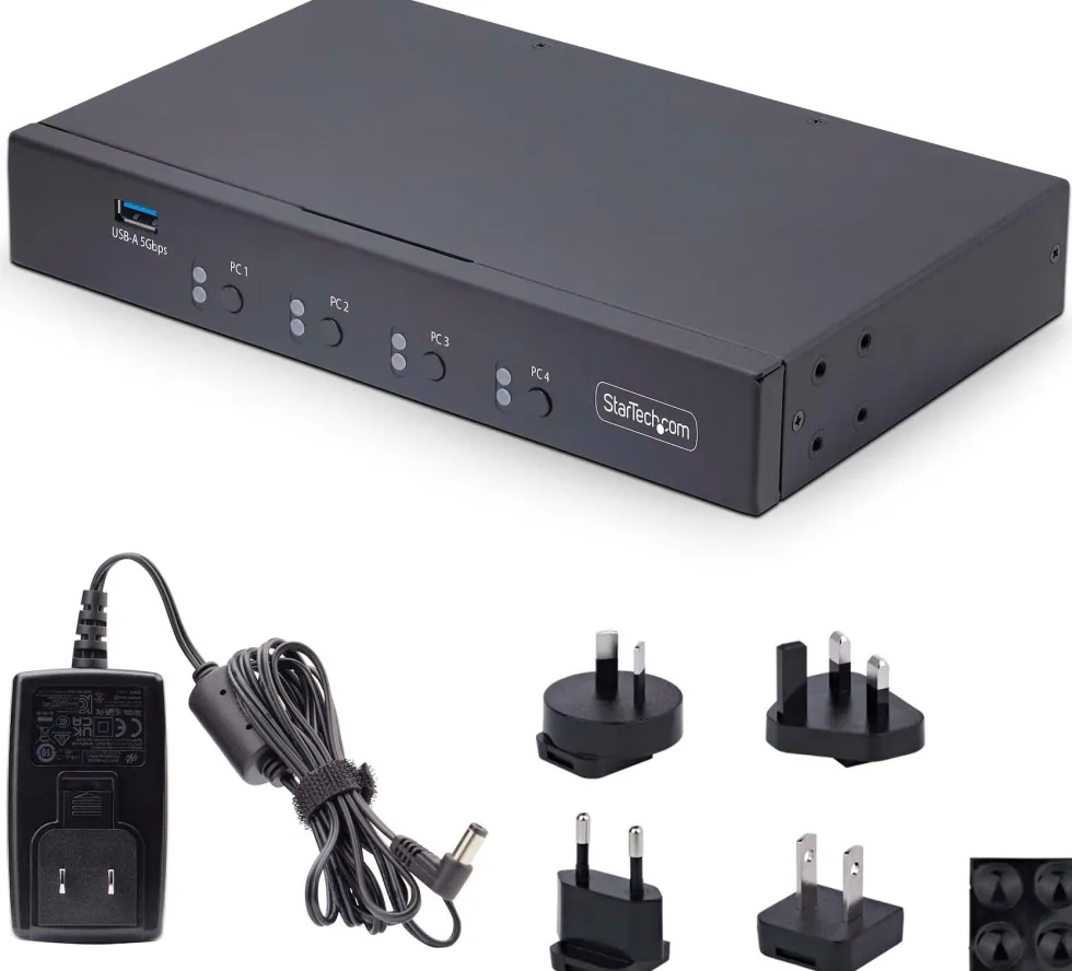 StarTech.com 4-Port KM Switch with Mouse Roaming, USB Switch for