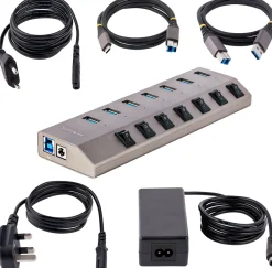 StarTech.com 7-Port Self-Powered USB-C Hub with Individual