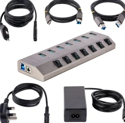 StarTech.com 7-Port Self-Powered USB-C Hub with Individual