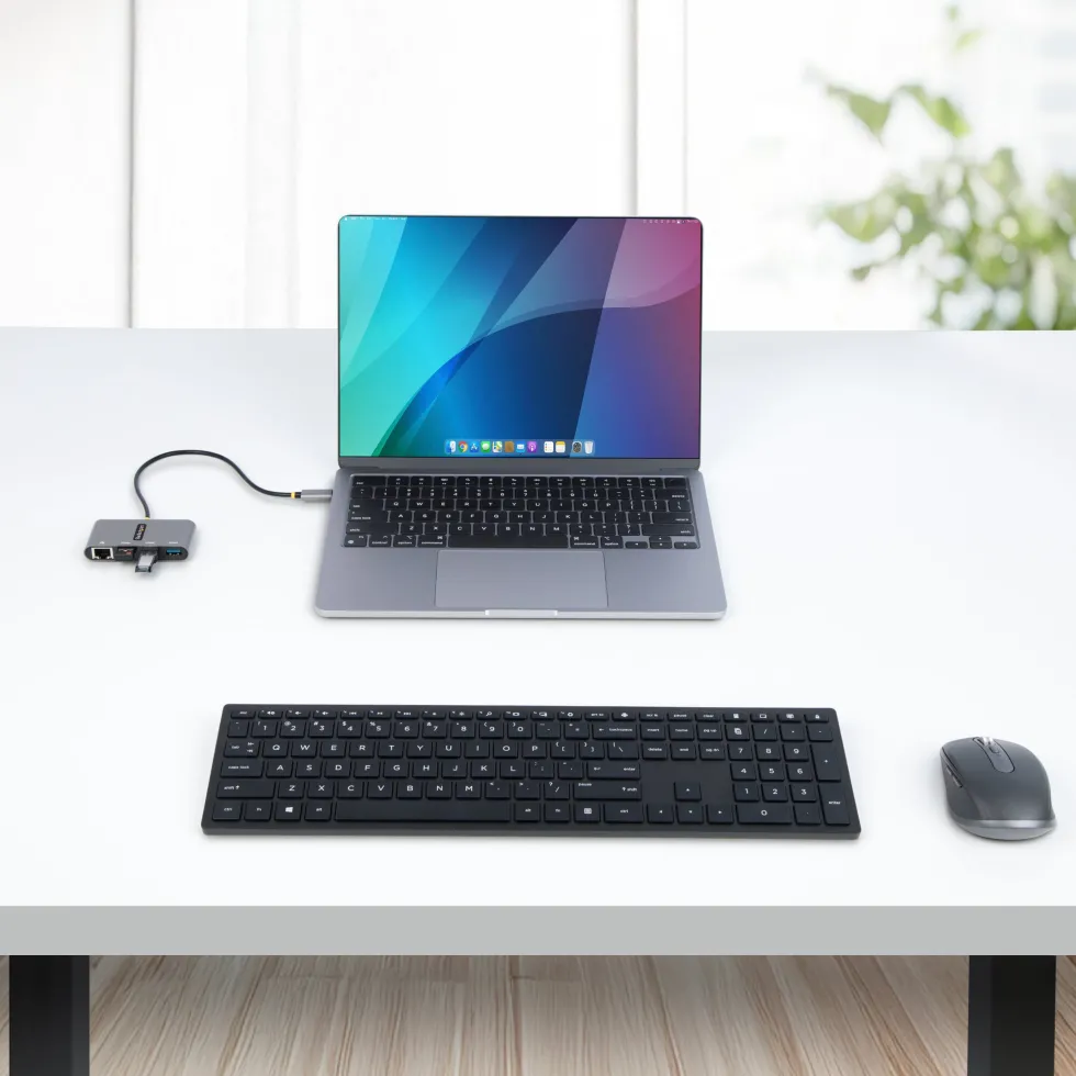 StarTech.com 3-Port USB-C Hub with Ethernet, 3x USB-A Ports,