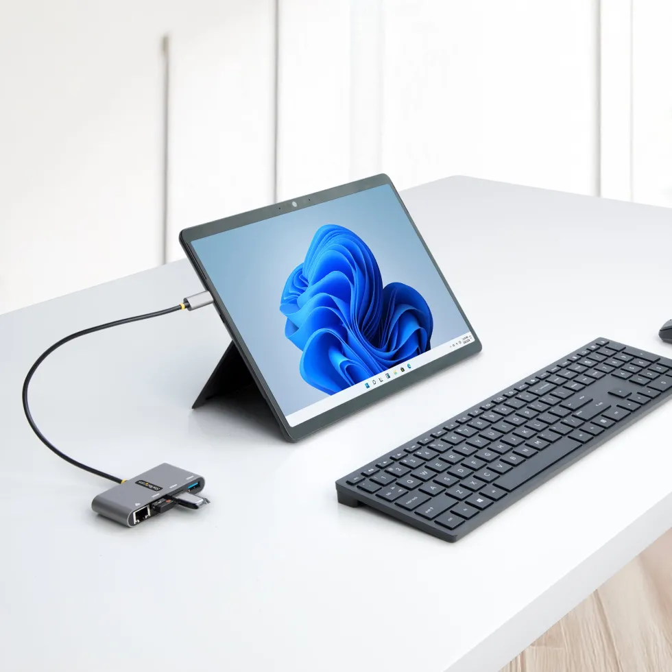StarTech.com 3-Port USB-C Hub with Ethernet, 3x USB-A Ports,