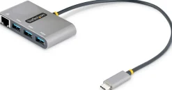 StarTech.com 3-Port USB-C Hub with Ethernet, 3x USB-A Ports,