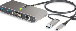 StarTech.com 2-Port USB-C/USB-A Hub with GbE and RS232 Serial,