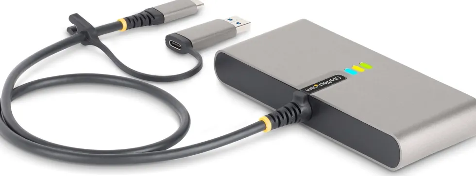 StarTech.com 2-Port USB-C/USB-A Hub with GbE and RS232 Serial,