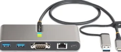 StarTech.com 2-Port USB-C/USB-A Hub with GbE and RS232 Serial,