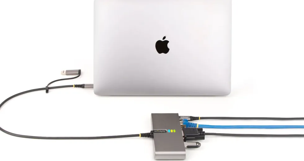 StarTech.com 2-Port USB-C/USB-A Hub with GbE and RS232 Serial,