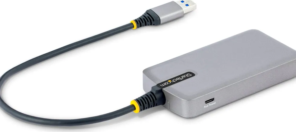 StarTech.com 3-Port USB Hub with Ethernet, 3x USB-A Ports,