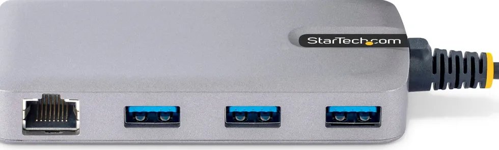 StarTech.com 3-Port USB Hub with Ethernet, 3x USB-A Ports,