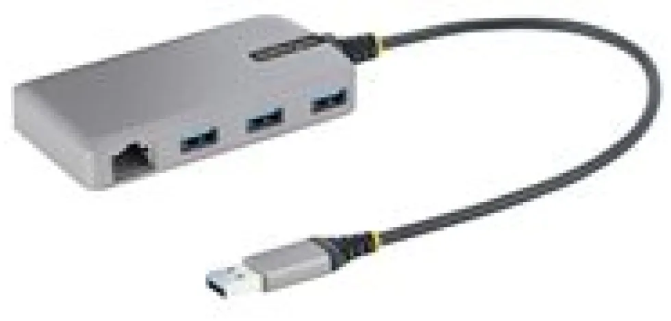 StarTech.com 3-Port USB Hub with Ethernet, 3x USB-A Ports,