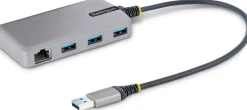 StarTech.com 3-Port USB Hub with Ethernet, 3x USB-A Ports,