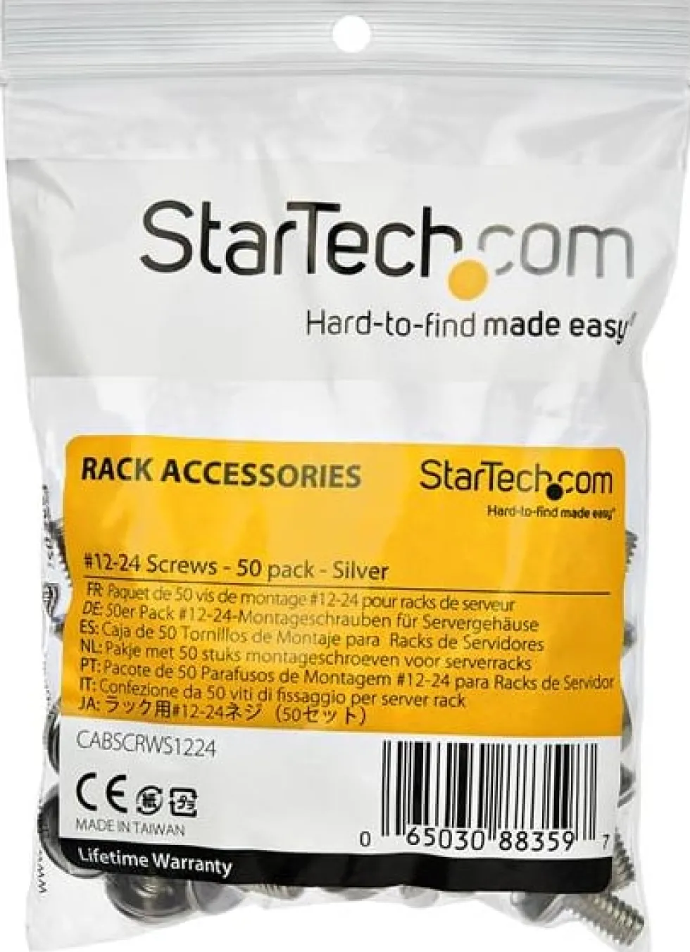 StarTech.com 12-24 Server Rack Screws - 50 pack - Nickel-plated
