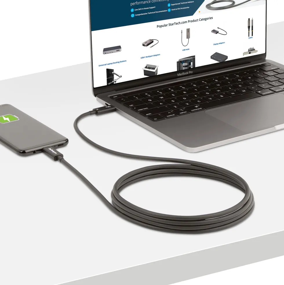 StarTech 6ft (2m) Active Thunderbolt 4 Cable, 40Gbps, 100W PD,