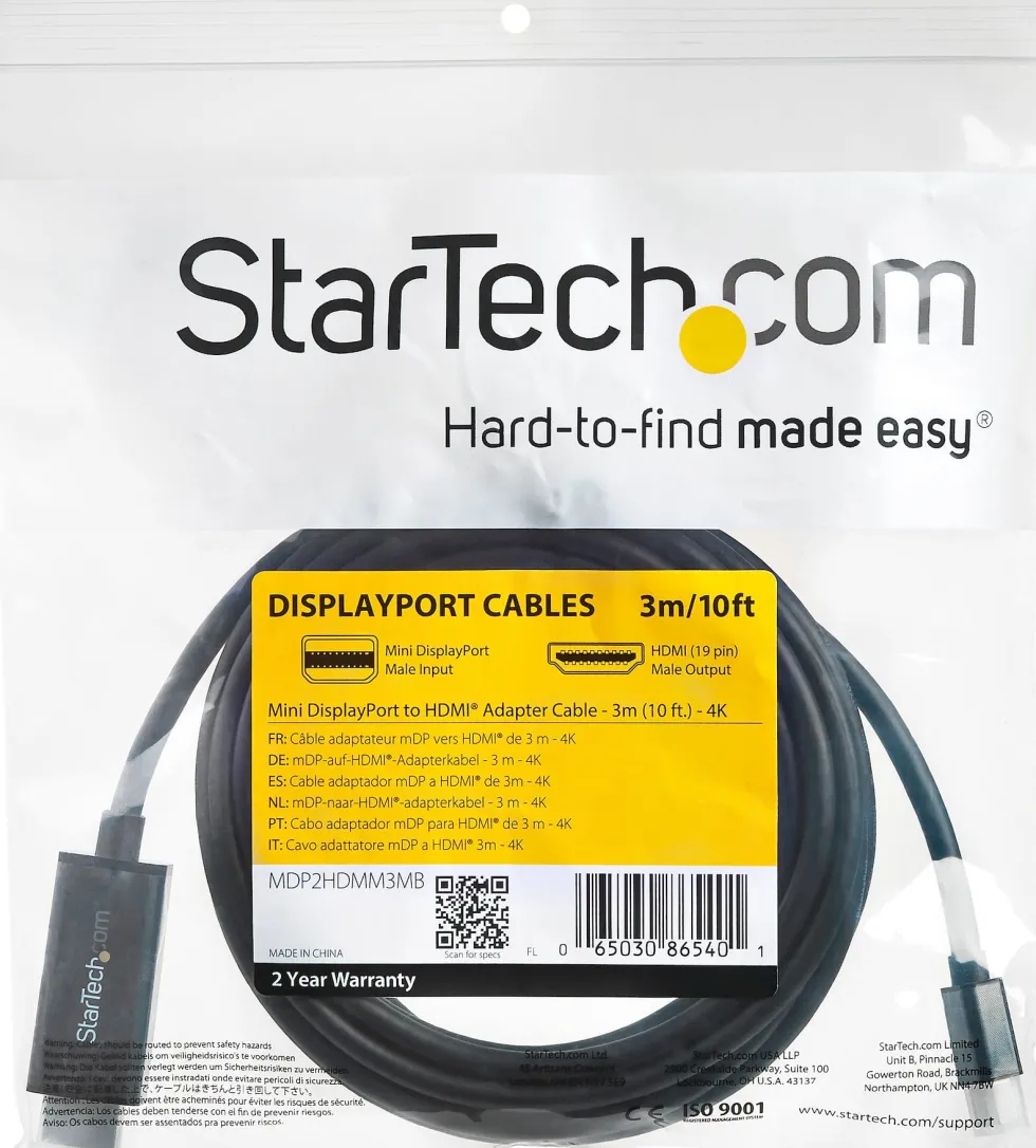 Startech 3 m Mini DisplayPort till HDMI-kabel - 4K 30 Hz Video