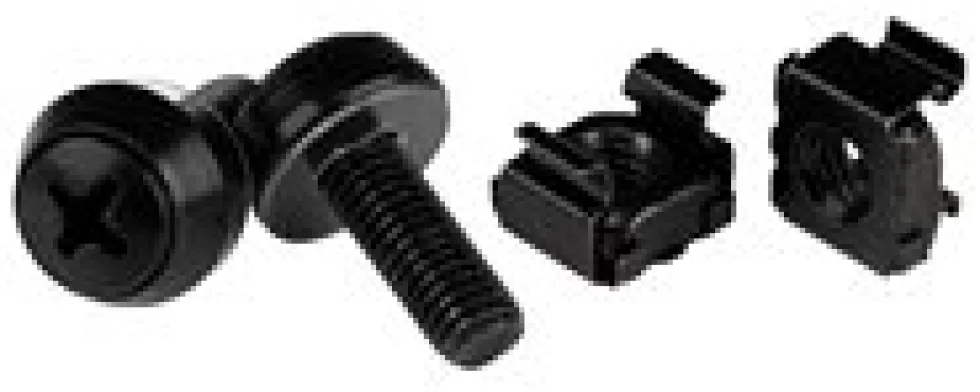 Startech M6x12 mm - skruvar och korgmuttrar - 50-pack, svart