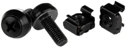 Startech M6x12 mm - skruvar och korgmuttrar - 50-pack, svart