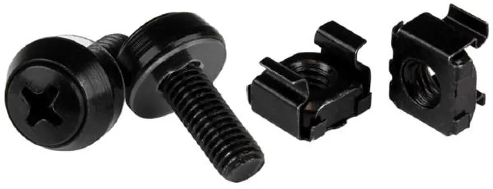Startech M6x12 mm - skruvar och korgmuttrar - 50-pack, svart