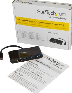 Startech 3-ports USB-C-hubb med Gigabit Ethernet och 60 W