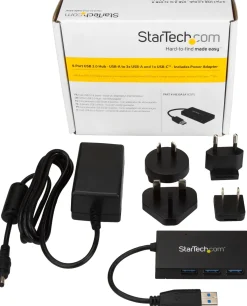 Startech 4 Port USB 3.0 Hub, USB Type-A Hub with 1x USB-C & 3x