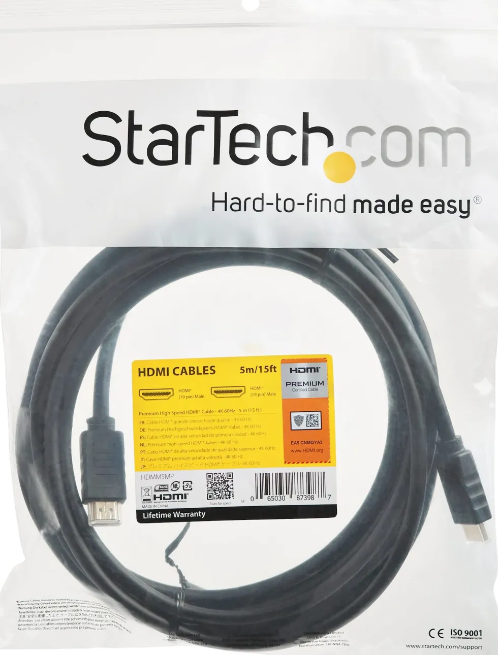 Startech Premium Höghastighets HDMI-kabel med Ethernet - 4K