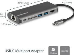 Startech USB C Multiport Adapter - Portable USB-C Dock to 4K