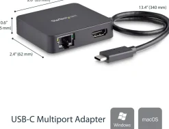 Startech USB-C multiportadapter med HDMI - 1x USB-A, 1x USB-C