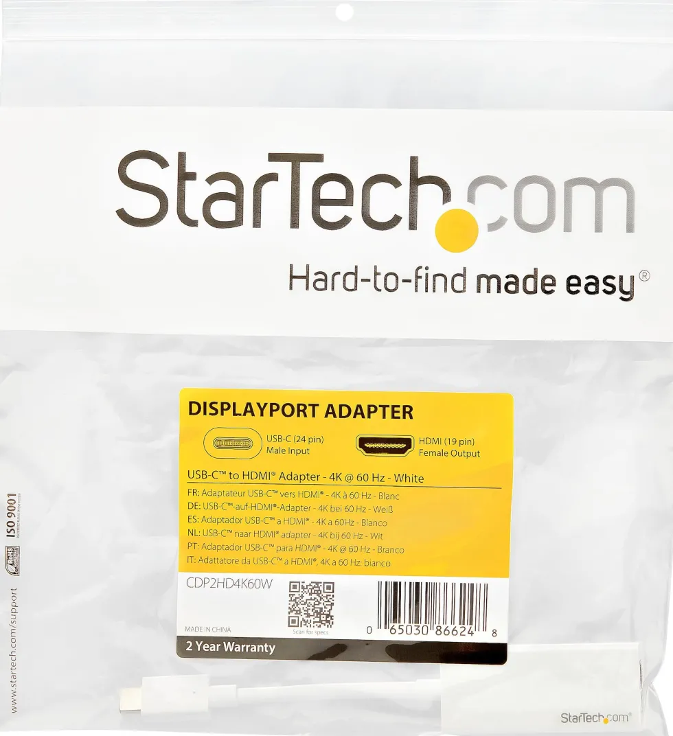 Startech USB-C to HDMI Adapter - White - 4K 60Hz - Videokort