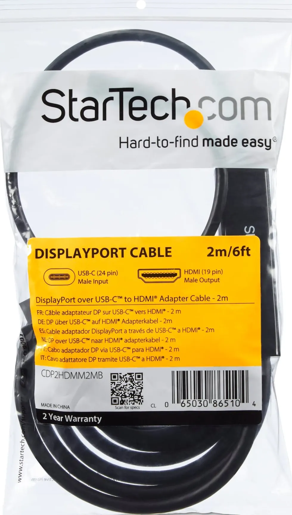 StarTech USB C to HDMI Adapter Cable - USB Type-C HDMI - 2m 6