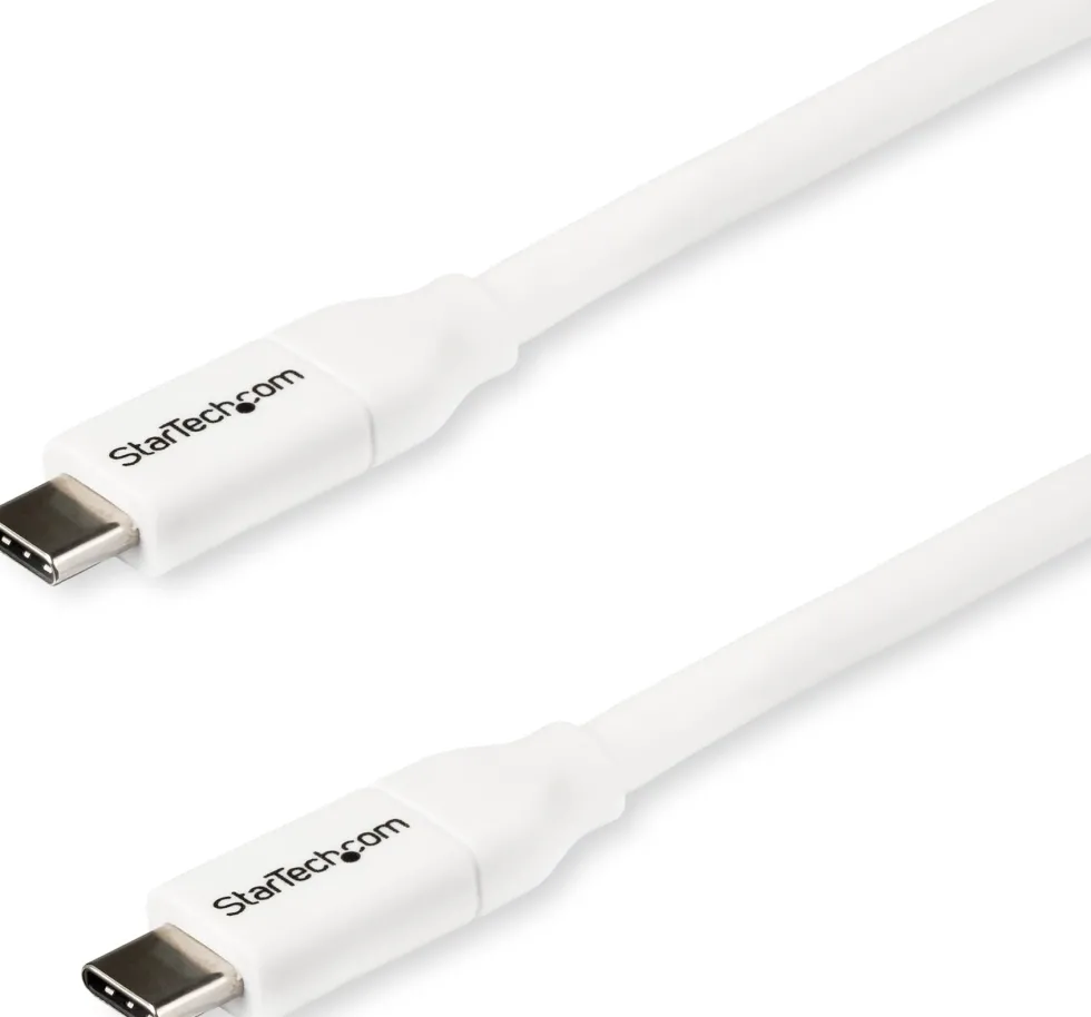 StarTech USB C to USB C Cable - 6 ft / 2m - 5A PD - M/M - White